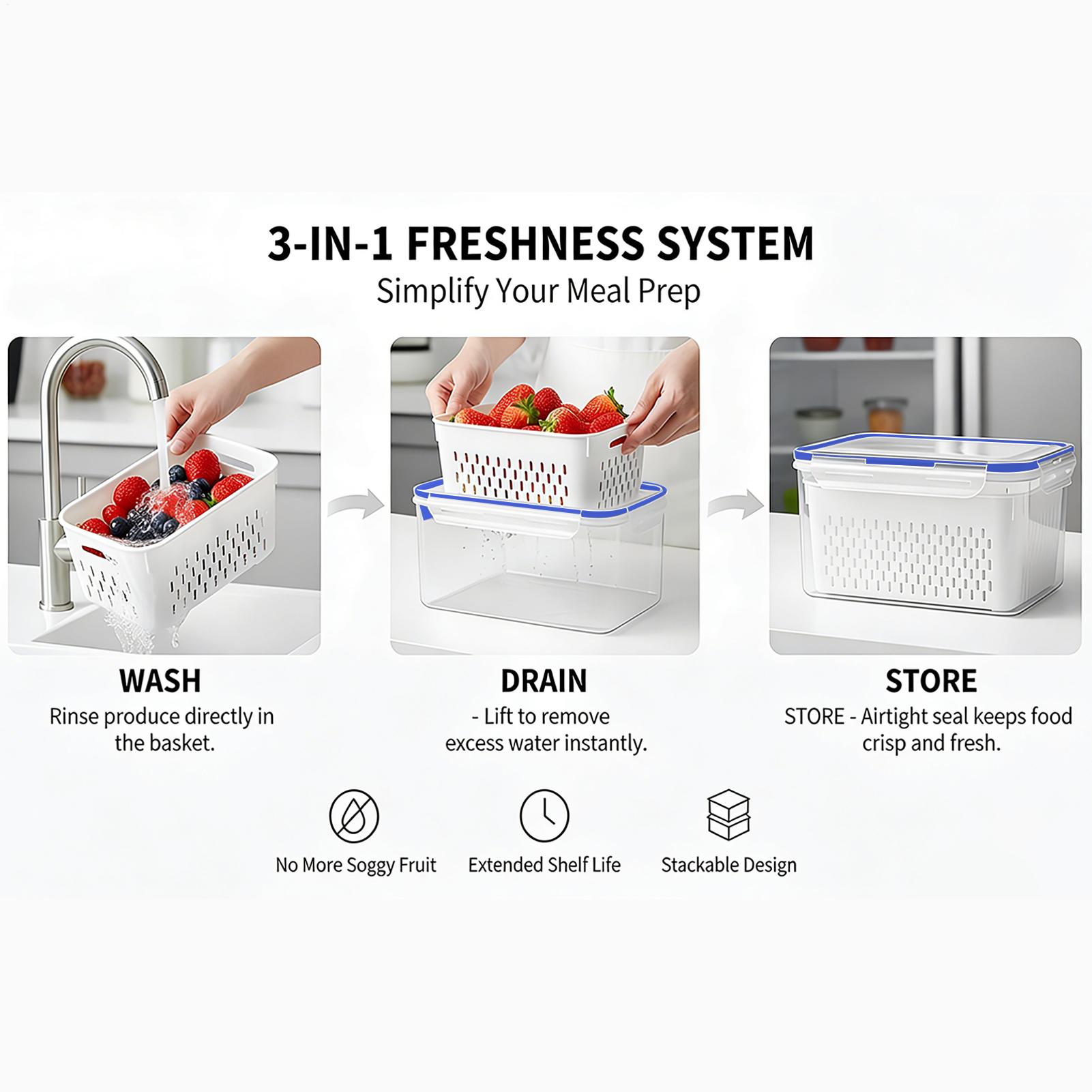 Food Storage Container - 4 In 1 Food Storage Container