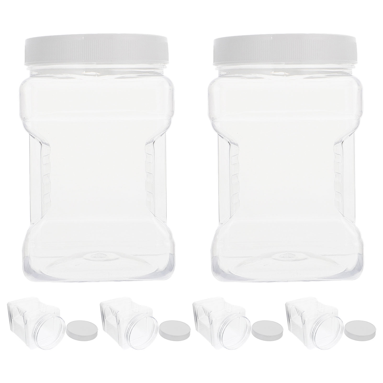 Food Storage Container - 6Pcs Transparent Square Canisters Plastic Storage