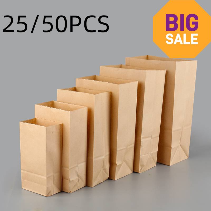25/50pcs Brown Kraft Paper Bag - Food Storage Plants review and price