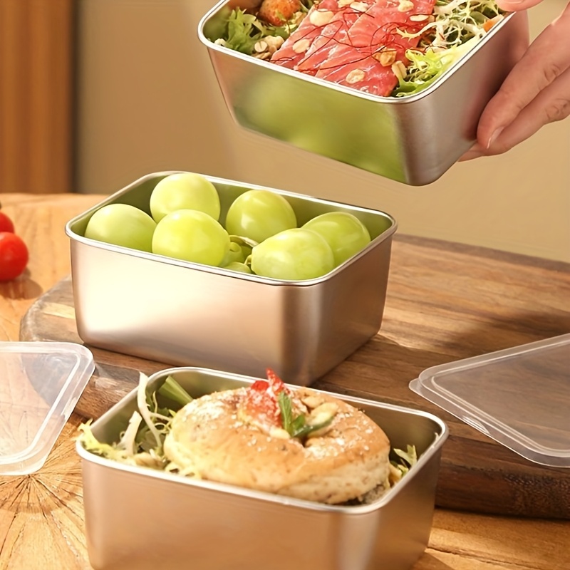 3/6Pcs Stainless Steel Rectang - Food Storage Containers With Lids review and price