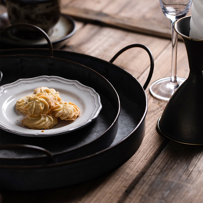 European Retro Round Iron Plat - Food Storage Restaurant review and price